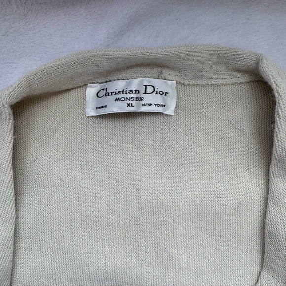 Vintage Dior Cream grandpa Cardigan with Logo - Picture 3 of 7